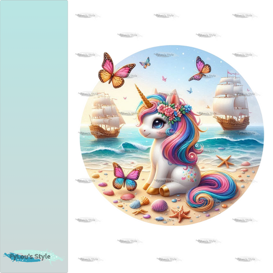 Bügelbild kleines Einhorn am Strand #10 - Fylou's Style