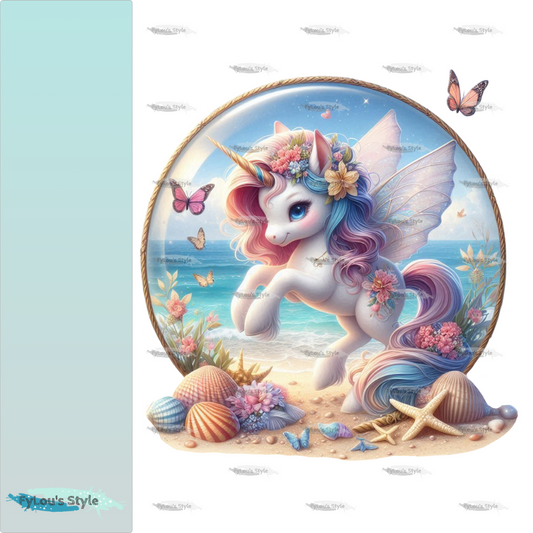 Bügelbild kleines Einhorn am Strand #12 - Fylou's Style