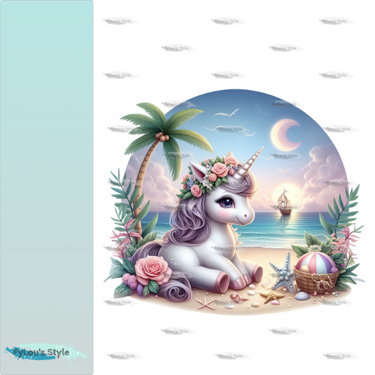 Bügelbild kleines Einhorn am Strand #1 - Fylou's Style