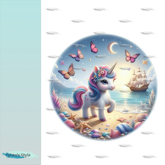 Bügelbild kleines Einhorn am Strand #2 - Fylou's Style