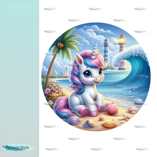 Bügelbild kleines Einhorn am Strand #2 Fylou's Style