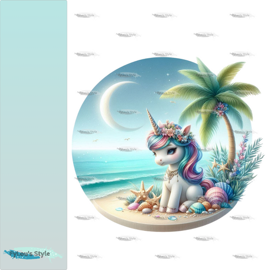 Bügelbild kleines Einhorn am Strand #7 - Fylou's Style