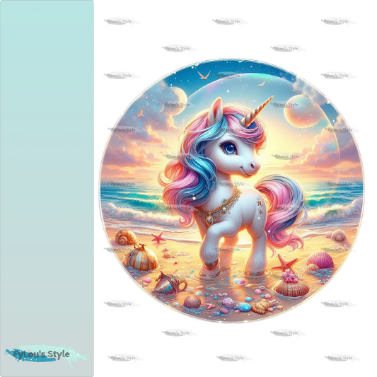 Bügelbild kleines Einhorn am Strand #9 - Fylou's Style