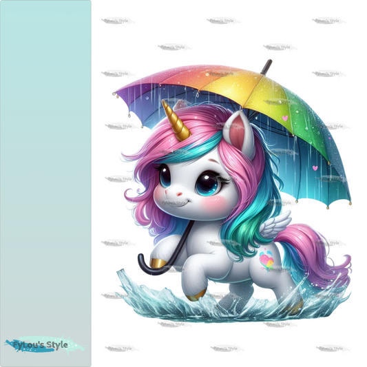 Bügelbild kleines Einhorn mit Regenschirm #4