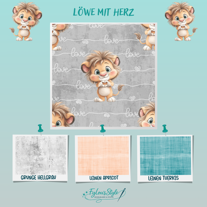 Ripp-Jersey Löwe mit Herz