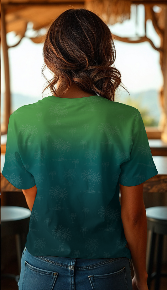 Vorbestellung Panel Palm Sunset Petrol Bio Jersey Überbreite