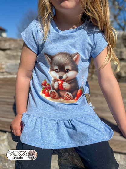 Bügelbild kleiner Wolf isst Erdbeeren #1 Fylou's Style