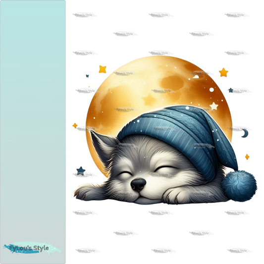 Bügelbild schlafender Wolf vorm Mond #1 Fylou's Style