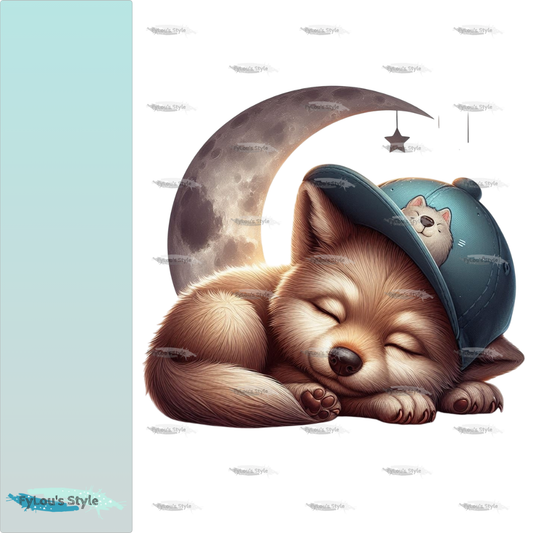 Bügelbild schlafender Wolf vorm Mond #2 Fylou's Style