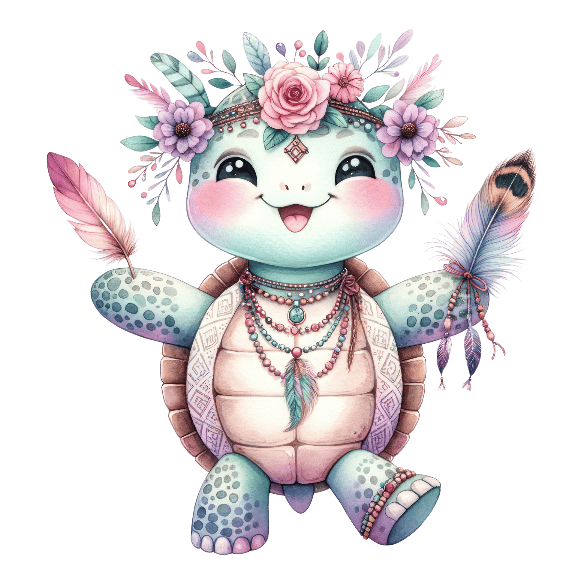 Bügelbild süße Boho Schildkröte Fylou's Style