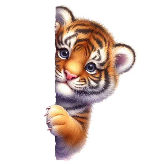 Bügelbild süßer Guck guck Tiger