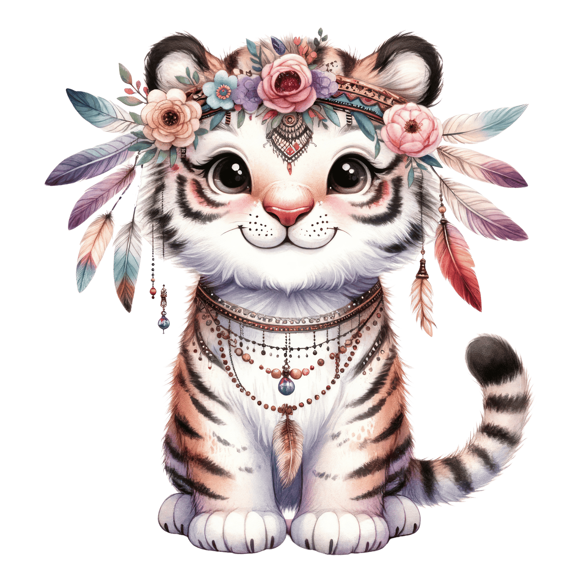 Bügelbild süßer Boho Tiger Fylou's Style