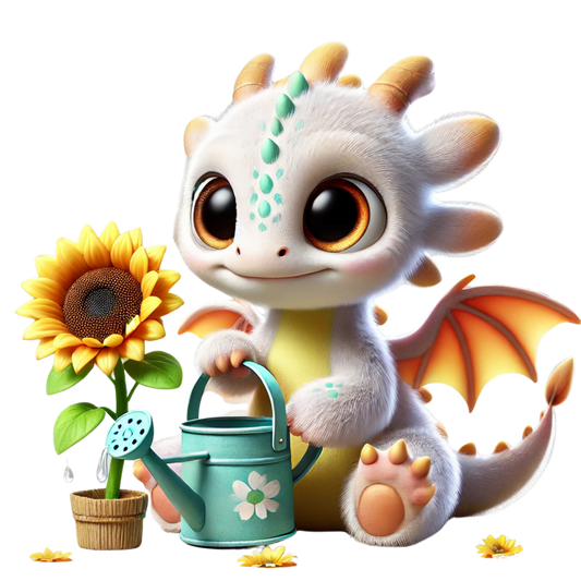 Bügelbild süßer Drache mit Gießkanne Fylou's Style