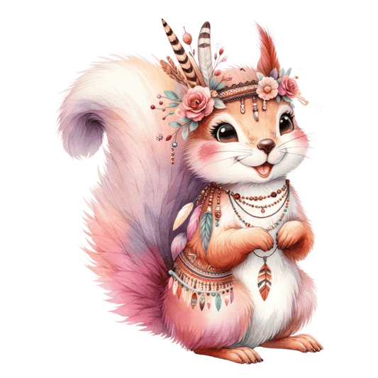 Bügelbild süßes Boho Eichhörnchen Fylou's Style
