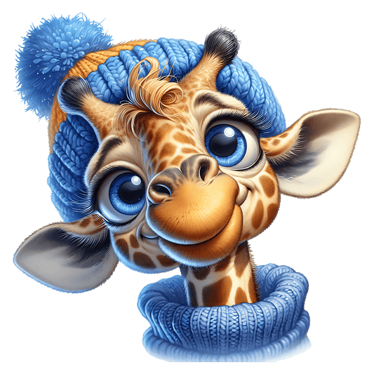 Bügelbild süßes Giraffe mit Mütze #1
