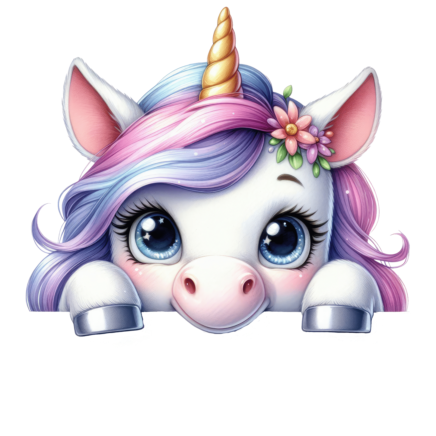 Bügelbild süßes Guck guck Einhorn