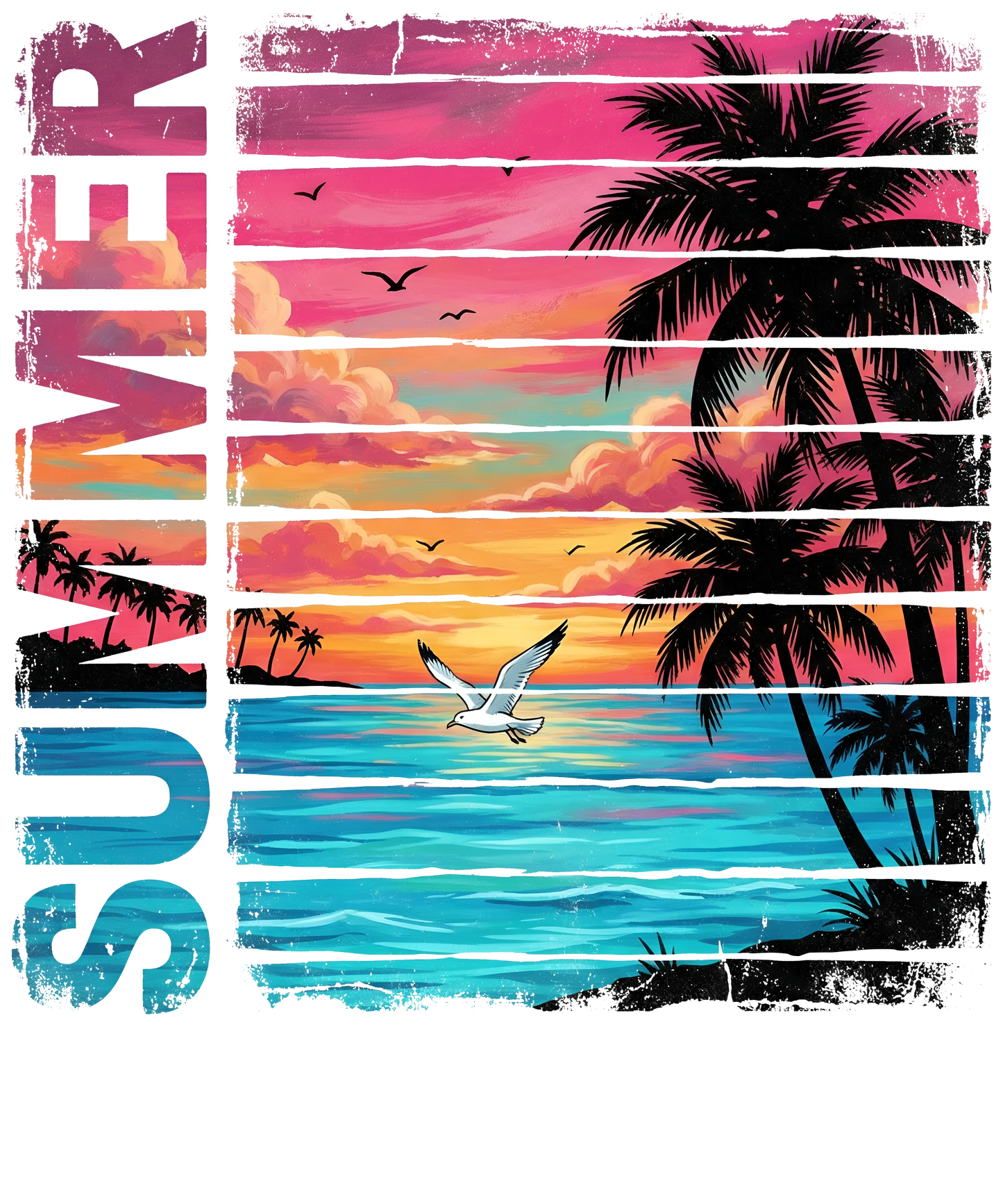 Bügelbild  Sommer Palmen Meer