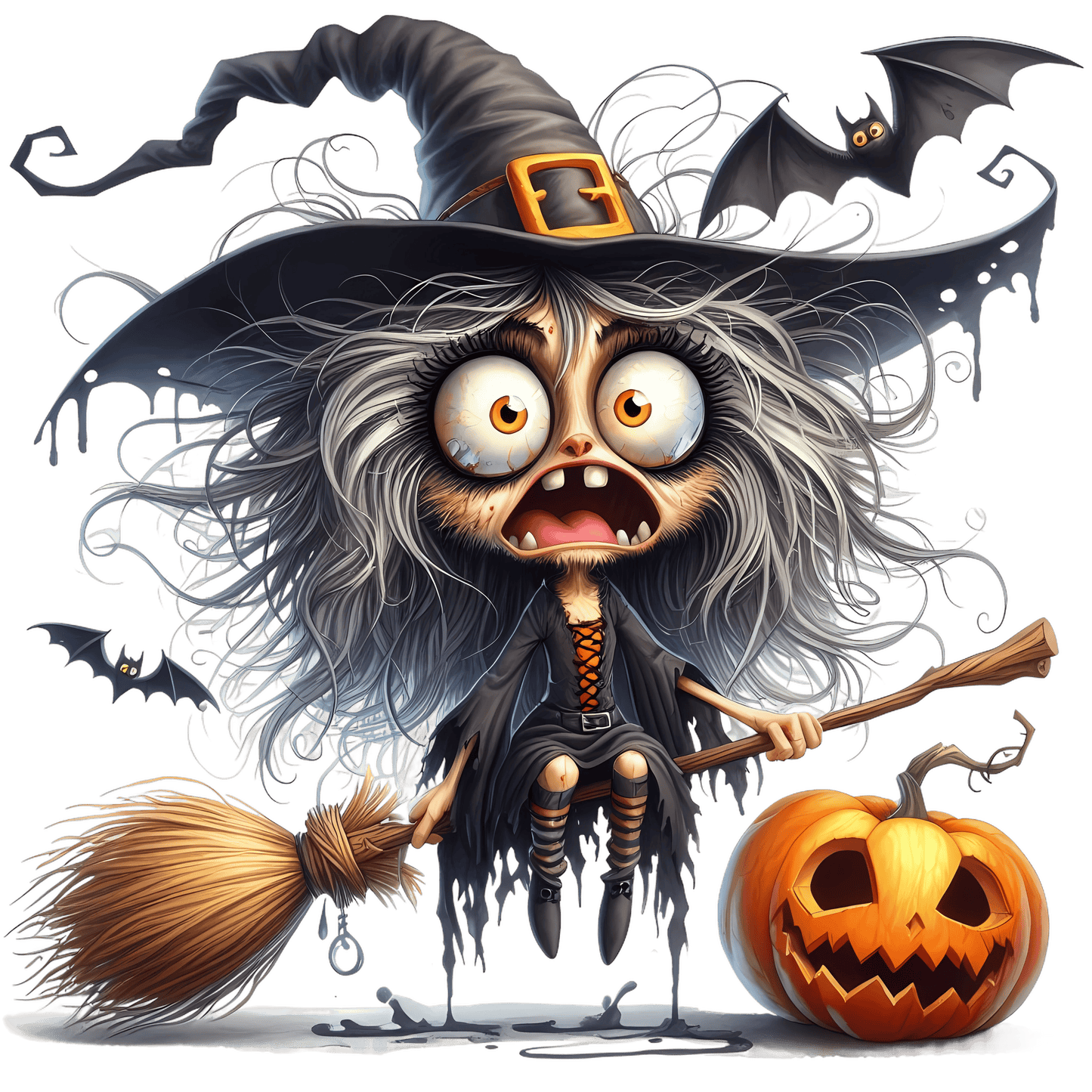Bügelbild verrückte  Halloween Hexe  #1