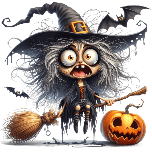Bügelbild verrückte  Halloween Hexe  #1