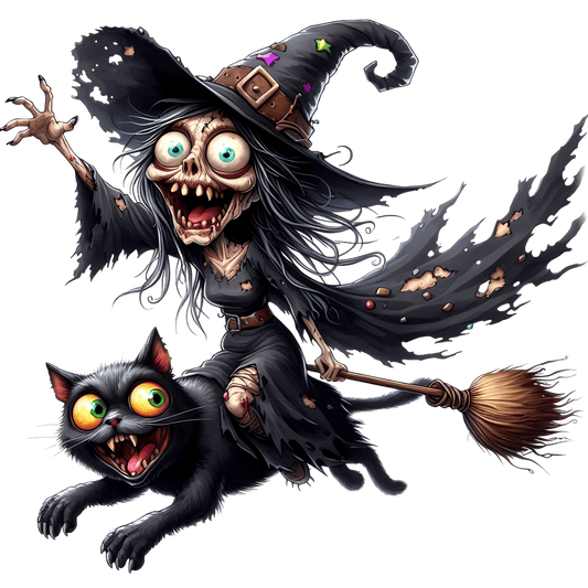 Bügelbild verrückte  Halloween Hexe  #2