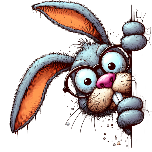 Bügelbild verrückter Guck guck Hase