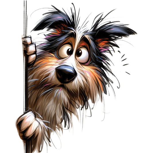 Bügelbild verrückter guck guck Hund