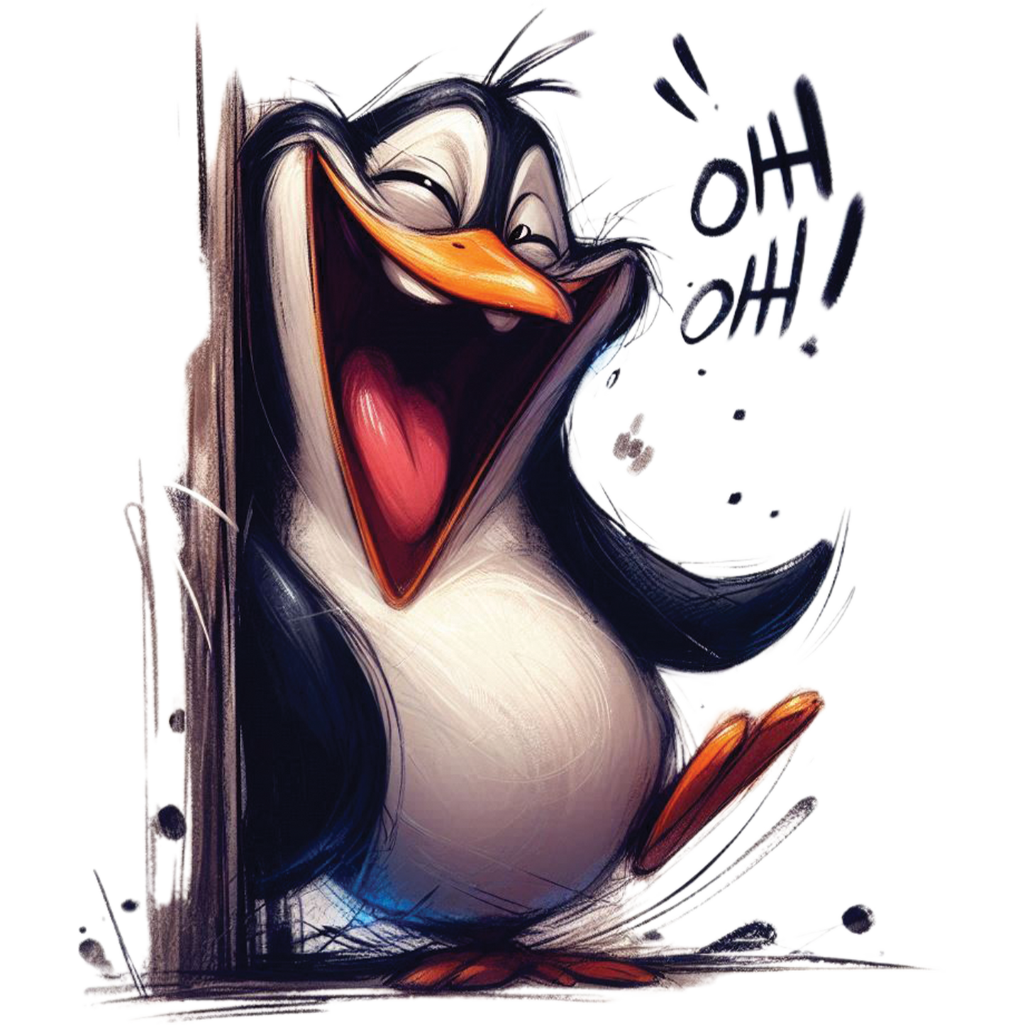 Bügelbild verrückter guck guck Pinguin