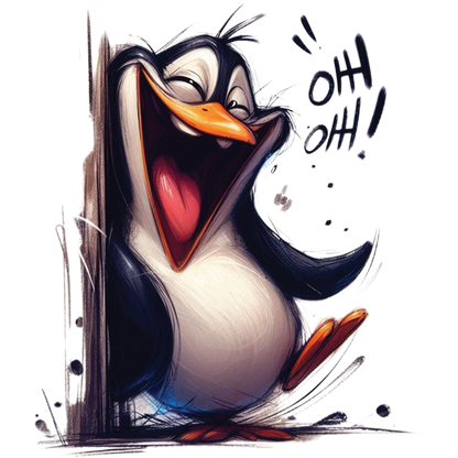 Bügelbild verrückter guck guck Pinguin