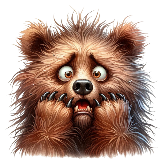 Bügelbild zerzauster erschreckter Bär